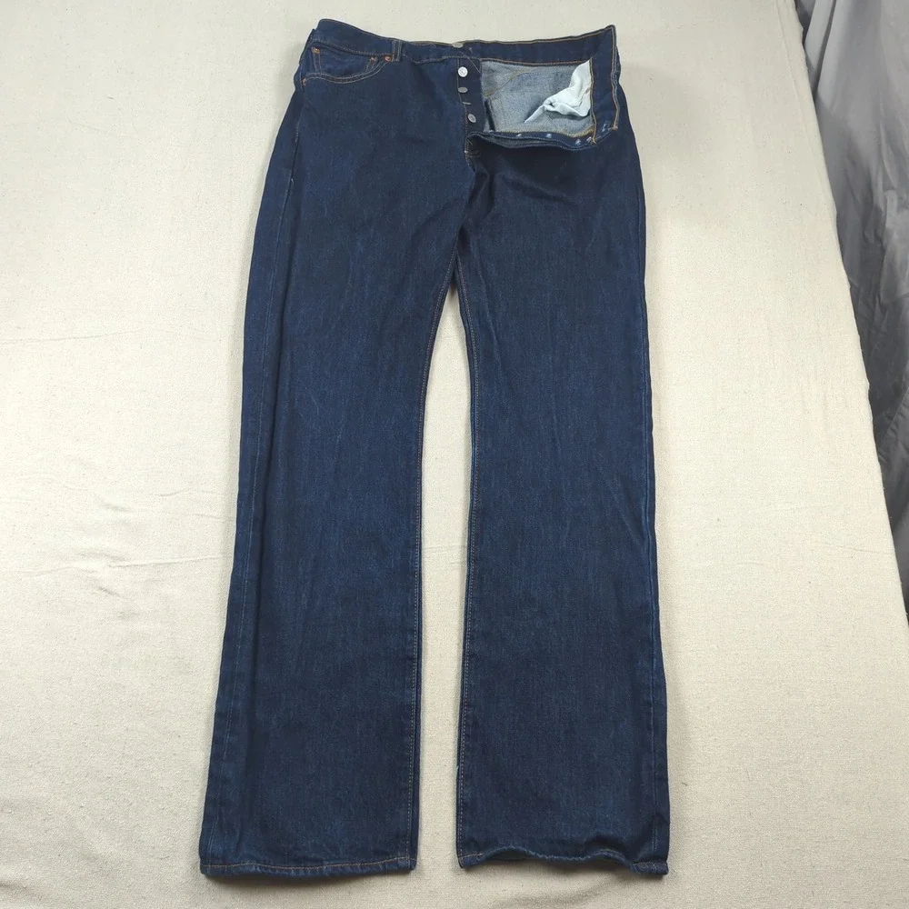 Levis 501 Jeans Mens 36x34 Blue Button Fly Classic American Western Dark Wash